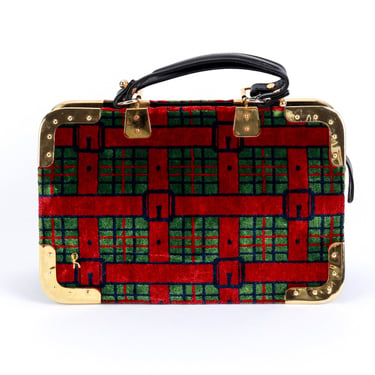 Buckle Plaid Velvet Handbag