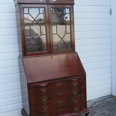 Maddox Mahogany Ball and Claw Feet Two Part Tall Secretary Desk 3965