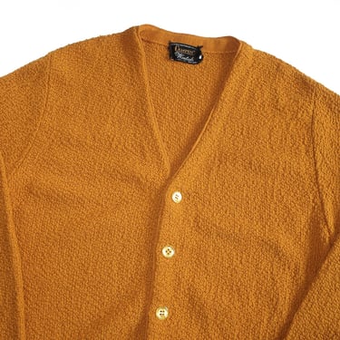 vintage cardigan / mustard cardigan / 1960s Campus textured knit mustard Kurt Cobain cardigan Medium 