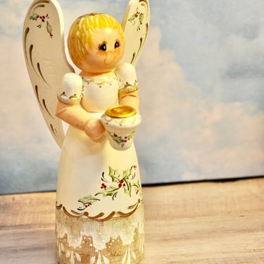 Christmas Angel Candle Holder Beautiful Erzgebirge Germany Folk Art abt 6.75