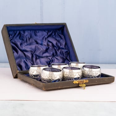 Antique Silverplate Napkin Rings in Presentation Box - Set of 6