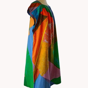 Marimekko 1980s Colour Block Cotton Smock Dress Size M/L 