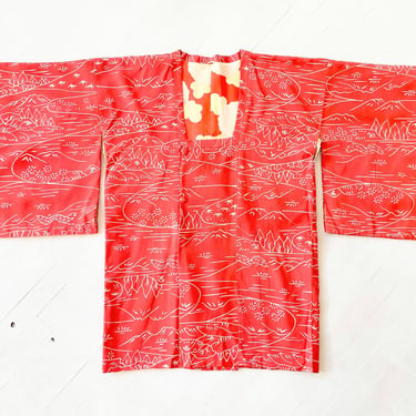 Vintage Printed Coral Haori Jacket 