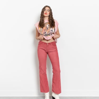 Gap PINK CORDUROY FLARES Low Rise Y2K Rose Bell Bottoms Vintage Western / 41 Inch Hips / Size 9 10 