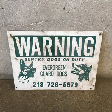 Vintage Metal Beware of Dog Sign