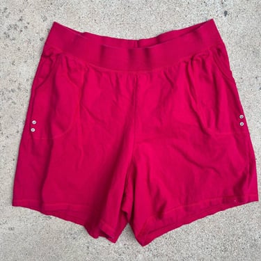 Red Vintage 90s High Rise Cotton Comfy Shorts with Pockets 2X 