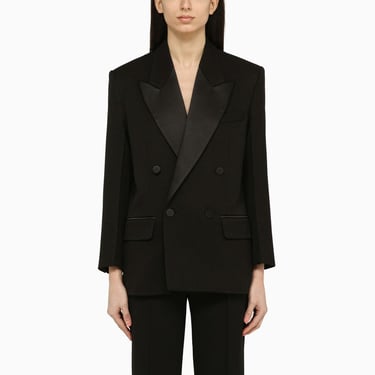 Victoria Beckham Black Double-Breasted Jacket In Wool Women
