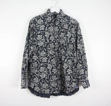 vintage TOMMY HILFIGER 1990s y2k aop FLORAL print long sleeve oxford shirt -- size small 
