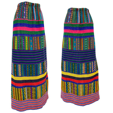 Vtg Vintage 1970s 70s 60s 1960s Bright Guatemalan Textile Souvenir Maxi Skirt 