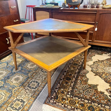 Two tiered Midcentury modern corner table