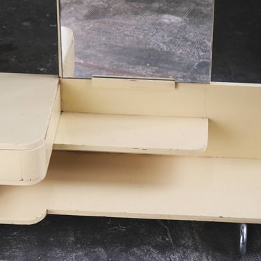 Cream-colored Bauhaus mirror chest of drawers 