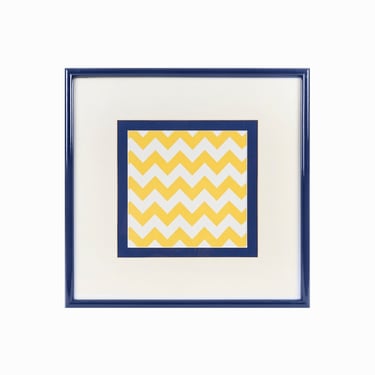Vintage Geometric Print On Fabric Yellow White Zig Zags 