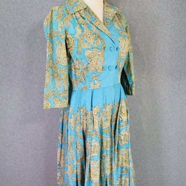 1950s 50s Nantucket Naturals Shirtdress - Paisley Print - Cotton Sundress 