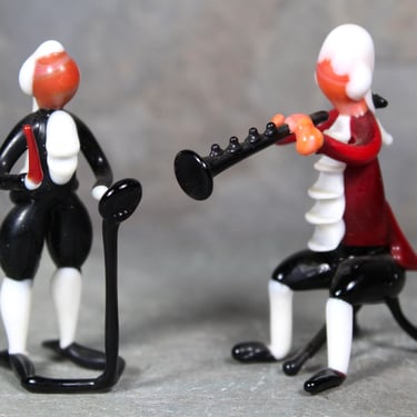Venetian Style Pulled Glass Orchestra Members | Murano Style Glass Venetian Clarinet Player and Conductor | Miniature Glass Sculpture 