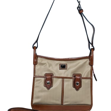 Dooney & Bourke - Beige Nylon Shoulder Bag w/ Leather Trims
