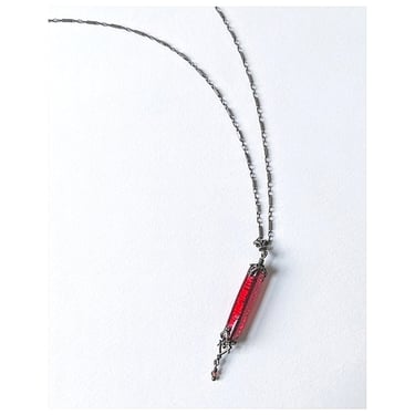 vintage 00's glass pendant necklace (Size: OS)