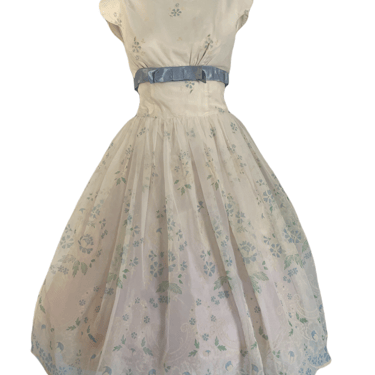 1950’s Dreamy Flocked Floral Party Dress Size S/ M