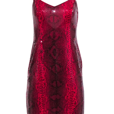 Basix II - Red Silk Sequin Sleeveless Mini Dress Sz 4