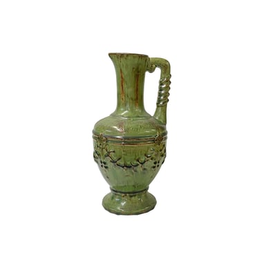 Brown Olive Green Ceramic Leaf Wreath Pattern Jar Shape Vase ws3271E 
