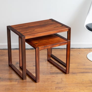 Vintage 1970's Pair of Danish Rosewood Nesting Tables / Side Tables 