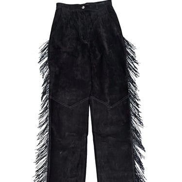 Double D Ranch - Black Suede Pants w/ Fringe Sz 6