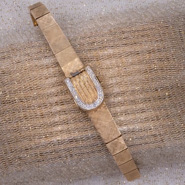 Mid-Century Covered Watch with Diamonds and Florentine Finish