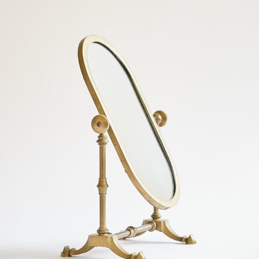 Small Vintage Brass Cheval Vanity Mirror 