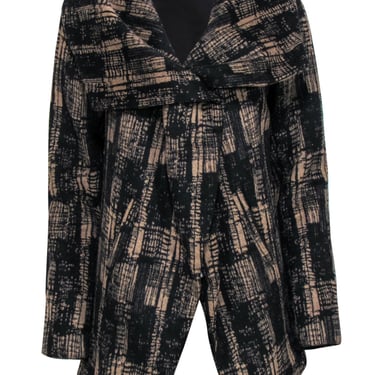 Funktional - Black &amp; Tan Marbled Pattern Wool Blend Zip-Up Coat Sz S