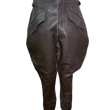 20s Rare Brown Leather Motorcycle Pants