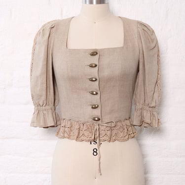 Bavarian Beige Linen Bodice Top XS/S