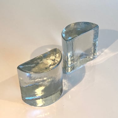 Pair of Blenko clear bookends 