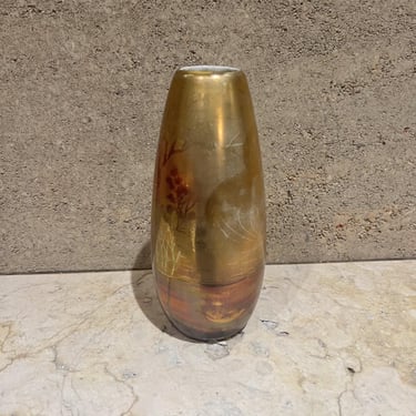 Weller Art Pottery Lasa Landscape Glazed Gold Vase 