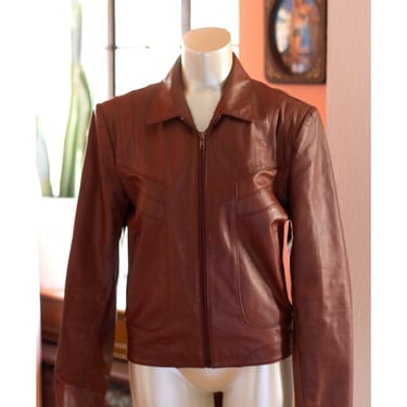 Vintage Leather Jacket - 1970s - Fantastic International Fashions - Western, Cowboy, Moto Jacket, Fall 