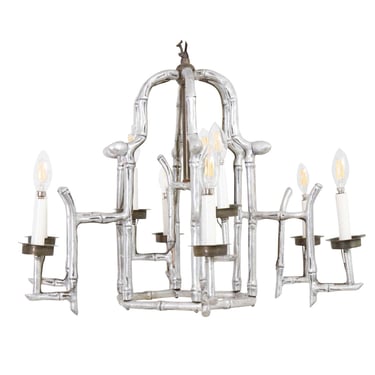 Aluminum And Brass Faux Bamboo Chandelier