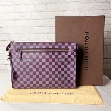 Louis Vuitton Damier Couleurs Kit Clutch , Purple & Grey