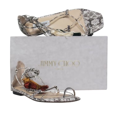 Jimmy Choo - Light & Dark Grey Snake Print Leather Sandals Sz 9.5