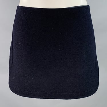 VANESSA BRUNO Size 0 Navy Wool Cashmere Blend Side Zipper Mini Skirt
