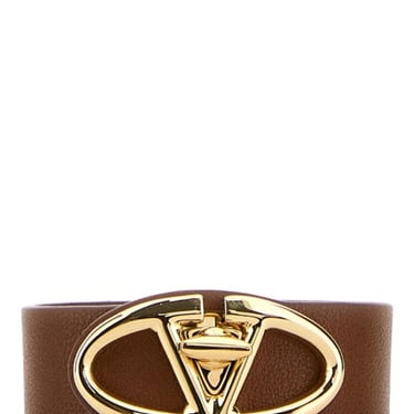 Valentino Garavani Woman Brown Leather Vlogo Bracelet