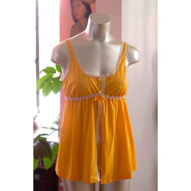 Vintage Open-Front Top - 1960s - Golden Yellow with Lace Trim - Formfit Rogers 