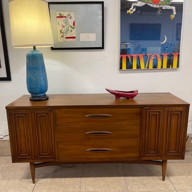 Mid Century Walnut Credenza by Broyhill Sculptra