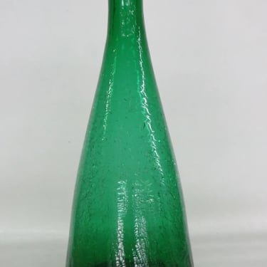 Emerald Green Crackle Glass Decanter Bottle Vase no stopper 2426B