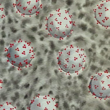 Coronavirus in Gray and Red 2  - Original watercolor painting - COVID 