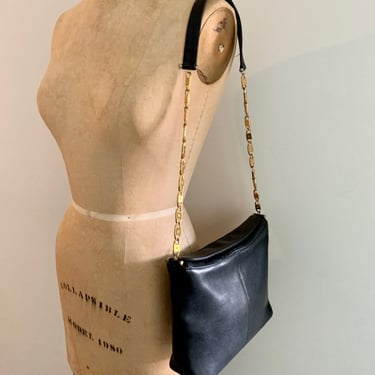 Paloma Picasso-black flap top leather shoulder bag 