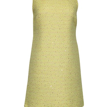 Alice &amp; Olivia - Neon Yellow Boucle Sheath Dress w/ Sequins Sz 2