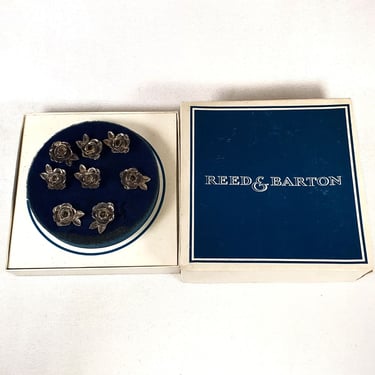 Reed & Barton Rose Birthday Cake Candle Holders Silver Set of 8 Original Box 