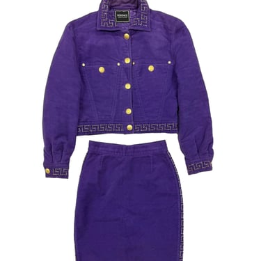 Versace Purple Studded Skirt Set