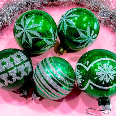 VINTAGE: 5pc - Glass Ornaments - Mercury Ornaments - Christmas Holiday Xmas - Decorations - Crafts 