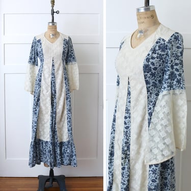 vintage 1970s bohemian prairie dress • Gunne Sax style 