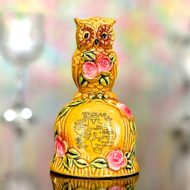 VINTAGE: Texas Owl Bell Souvenir - Collectible Bell - Flower Bell - Made in Japan - SKU 23-D-00040210 