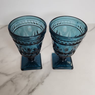 Pair of vintage blue goblets